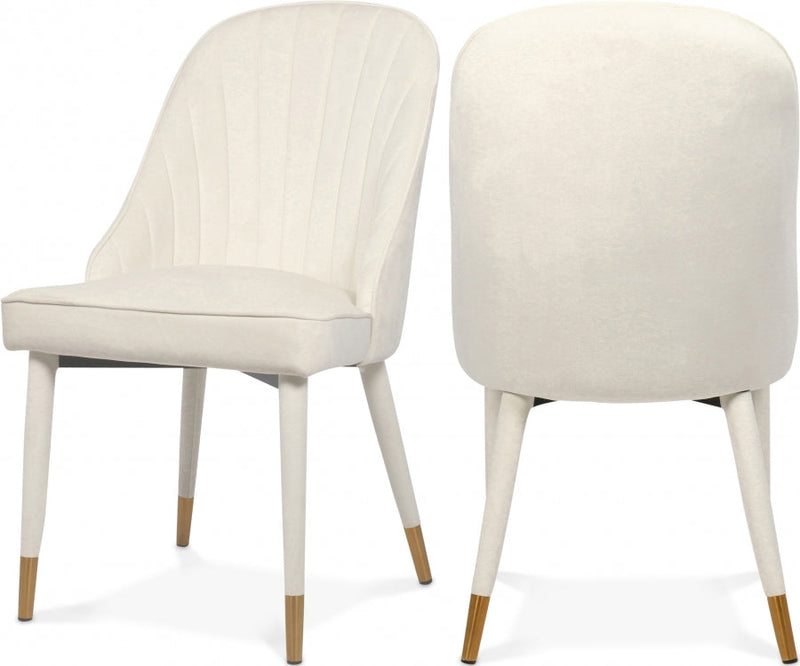 Belle Velvet Upholstered Dining Chair in Cream, Set of 2 - 811Cream-C