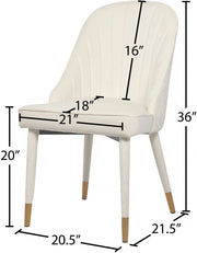 Belle Velvet Upholstered Dining Chair in Cream, Set of 2 - 811Cream-C