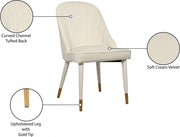 Belle Velvet Upholstered Dining Chair in Cream, Set of 2 - 811Cream-C