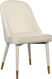 Belle Velvet Upholstered Dining Chair in Cream, Set of 2 - 811Cream-C