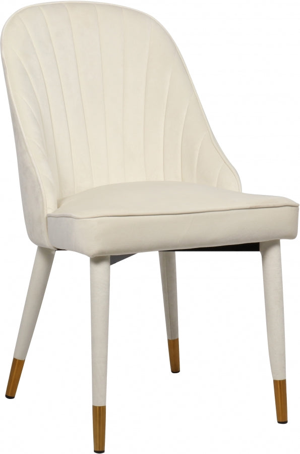 Belle Velvet Upholstered Dining Chair in Cream, Set of 2 - 811Cream-C