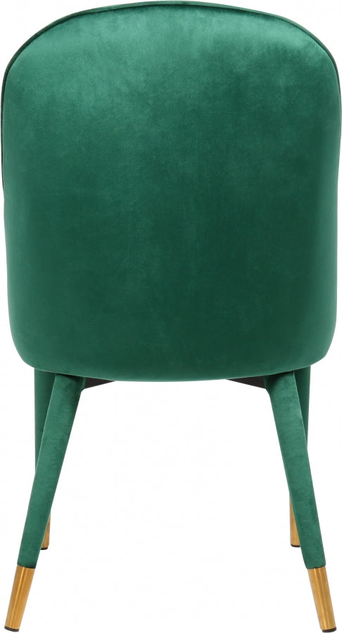Belle Velvet Upholstered Dining Chair in Green, Set of 2 - 811Green-C