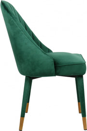 Belle Velvet Upholstered Dining Chair in Green, Set of 2 - 811Green-C