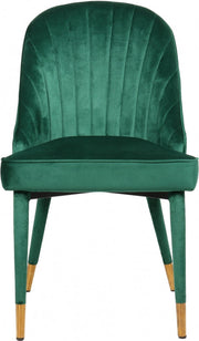 Belle Velvet Upholstered Dining Chair in Green, Set of 2 - 811Green-C