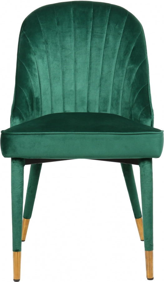 Belle Velvet Upholstered Dining Chair in Green, Set of 2 - 811Green-C