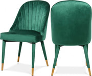 Belle Velvet Upholstered Dining Chair in Green, Set of 2 - 811Green-C