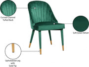 Belle Velvet Upholstered Dining Chair in Green, Set of 2 - 811Green-C