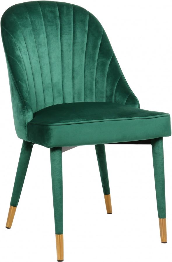 Belle Velvet Upholstered Dining Chair in Green, Set of 2 - 811Green-C