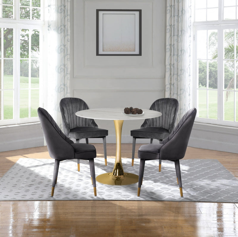 Belle Velvet Upholstered Dining Chair in Grey, Set of 2 - 811Grey-C