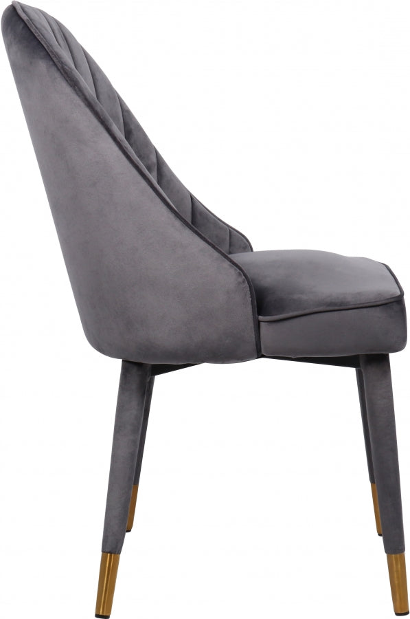 Belle Velvet Upholstered Dining Chair in Grey, Set of 2 - 811Grey-C