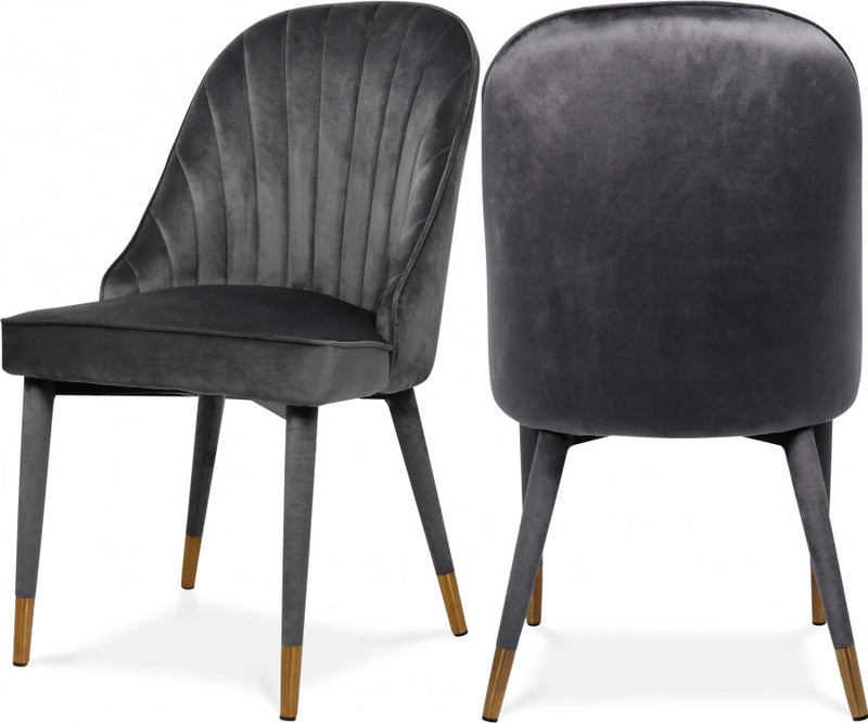 Belle Velvet Upholstered Dining Chair in Grey, Set of 2 - 811Grey-C