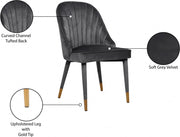 Belle Velvet Upholstered Dining Chair in Grey, Set of 2 - 811Grey-C