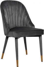 Belle Velvet Upholstered Dining Chair in Grey, Set of 2 - 811Grey-C