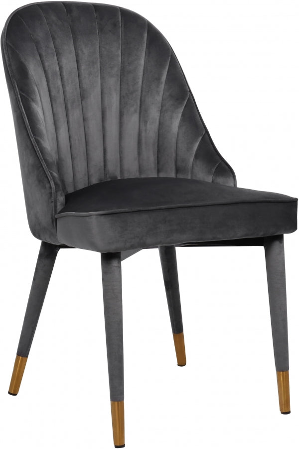 Belle Velvet Upholstered Dining Chair in Grey, Set of 2 - 811Grey-C