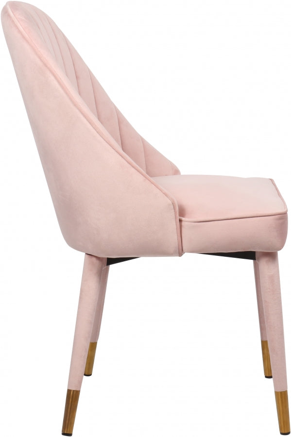 Belle Velvet Upholstered Dining Chair in Pink, Set of 2 - 811Pink-C