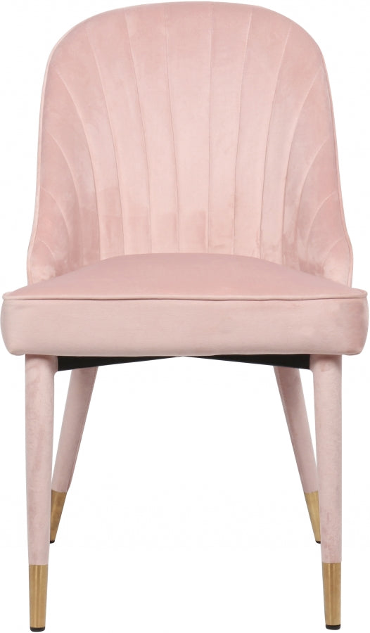 Belle Velvet Upholstered Dining Chair in Pink, Set of 2 - 811Pink-C