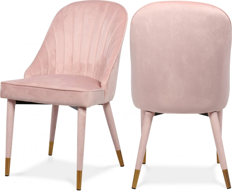Belle Velvet Upholstered Dining Chair in Pink, Set of 2 - 811Pink-C