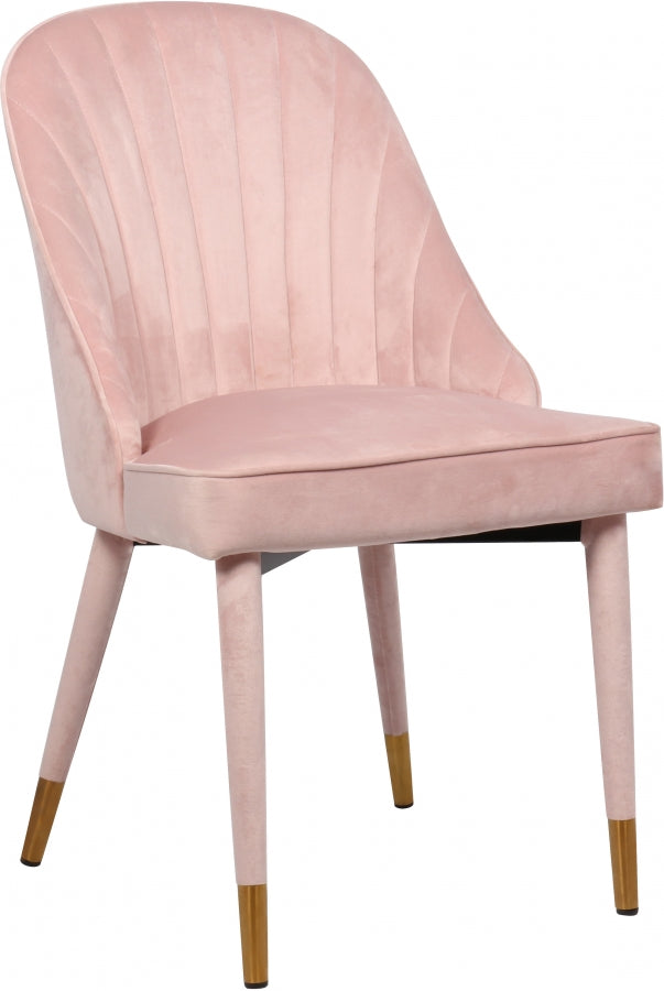 Belle Velvet Upholstered Dining Chair in Pink, Set of 2 - 811Pink-C