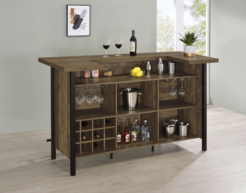 Bellemore Freestanding Home Bar Wine Cabinet Rustic Oak - 182104