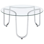 Beller 2-piece Round Tempered Glass Top Coffee Table Set Chrome - 710908-S2