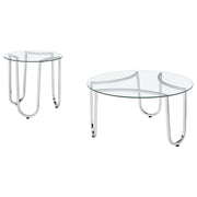 Beller 2-piece Round Tempered Glass Top Coffee Table Set Chrome - 710908-S2