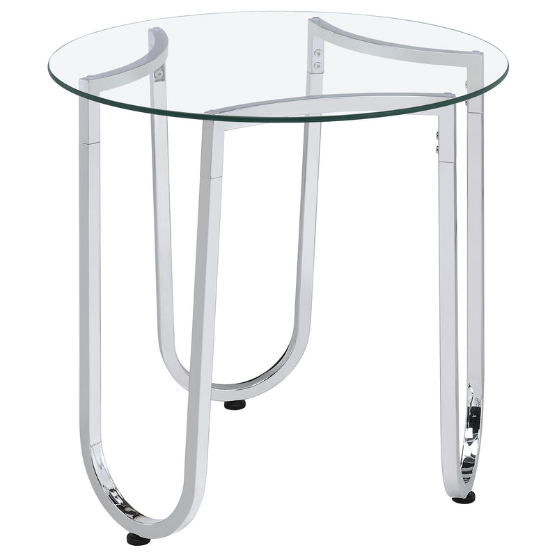 Beller 2-piece Round Tempered Glass Top Coffee Table Set Chrome - 710908-S2