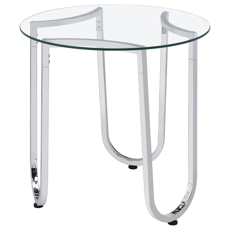 Beller 2-piece Round Tempered Glass Top Coffee Table Set Chrome - 710908-S2
