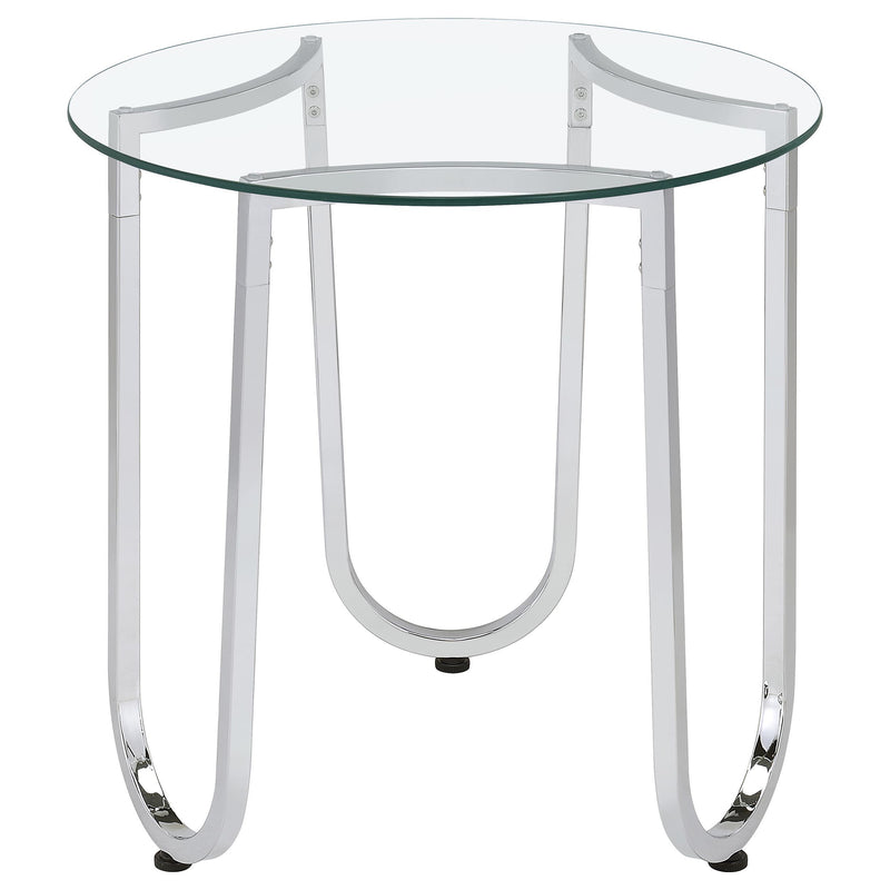 Beller 3-piece Round Tempered Glass Top Coffee Table Set Chrome - 710908-S3