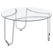 Beller Round Tempered Glass Top Cocktail Coffee Table Chrome - 710908