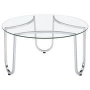 Beller Round Tempered Glass Top Cocktail Coffee Table Chrome - 710908
