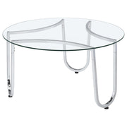 Beller Round Tempered Glass Top Cocktail Coffee Table Chrome - 710908