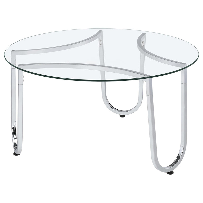 Beller Round Tempered Glass Top Cocktail Coffee Table Chrome - 710908