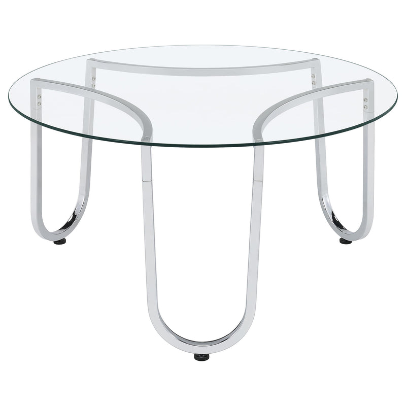 Beller Round Tempered Glass Top Cocktail Coffee Table Chrome - 710908