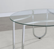 Beller Round Tempered Glass Top Cocktail Coffee Table Chrome - 710908