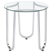 Beller Round Tempered Glass Top End Side Table Chrome - 710907