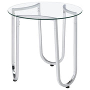 Beller Round Tempered Glass Top End Side Table Chrome - 710907