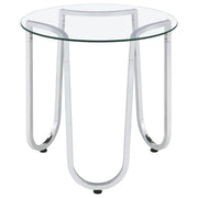 Beller Round Tempered Glass Top End Side Table Chrome - 710907