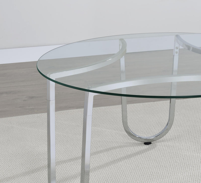 Beller Round Tempered Glass Top End Side Table Chrome - 710907