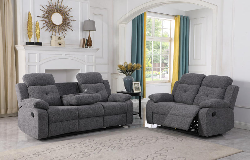 Bellinda - Gray Manual Recliner Loveseat with Pillow-Top Armrest - L604-L