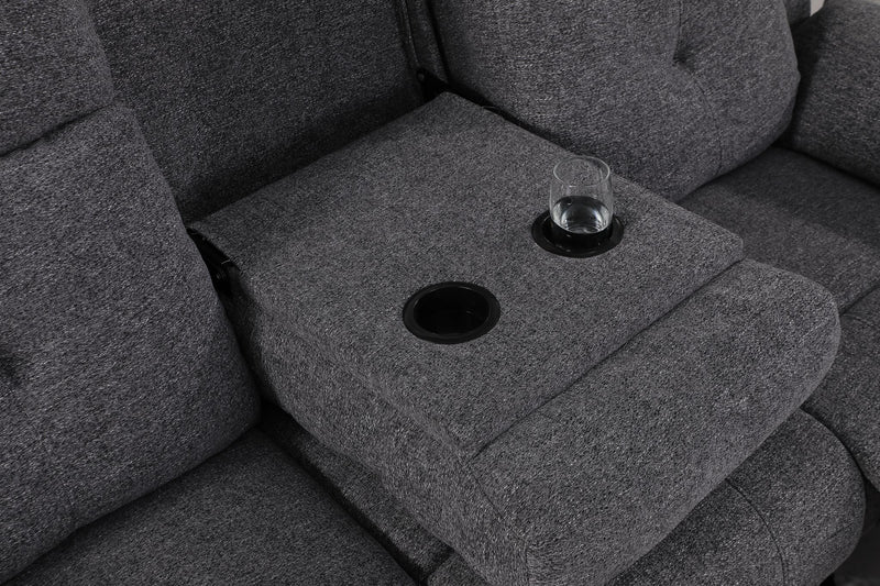 Bellinda - Gray Manual Reclininig with Drop-Down Table, Cup Holder and Pillow-Top Armrest - L604-S