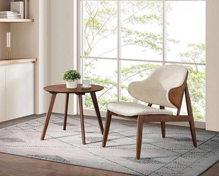 Belp Walnut/Beige Accent Chair - FM-AC201WN