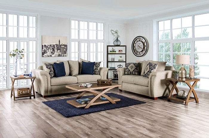 Belsize Beige/Navy Loveseat - SM6438-LV