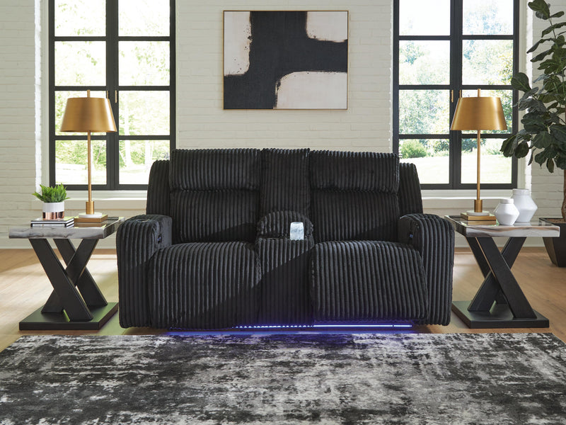 Belvarrow Black Power Reclining Loveseat with Console - PC6420218