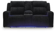 Belvarrow Black Power Reclining Loveseat with Console - PC6420218