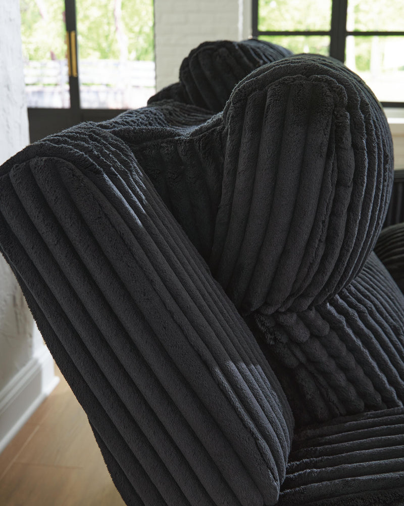 Belvarrow Black Power Reclining Loveseat with Console - PC6420218
