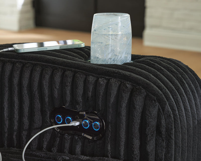 Belvarrow Black Power Reclining Loveseat with Console - PC6420218