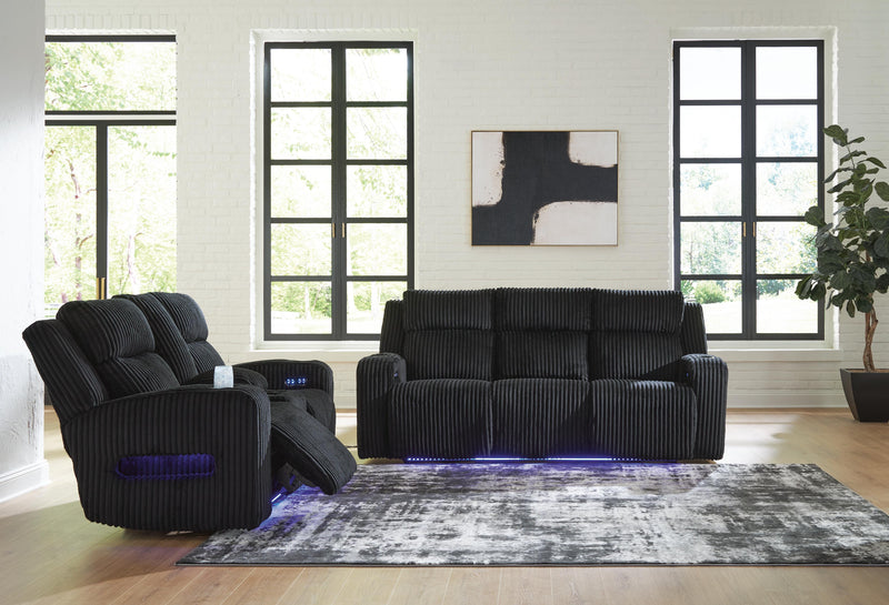 Belvarrow Black Power Reclining Sofa and Loveseat - PC64202U1