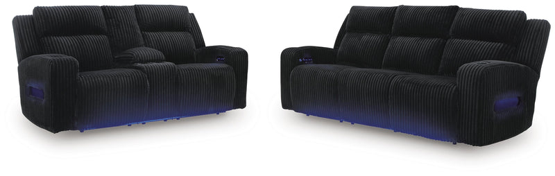 Belvarrow Black Power Reclining Sofa and Loveseat - PC64202U1