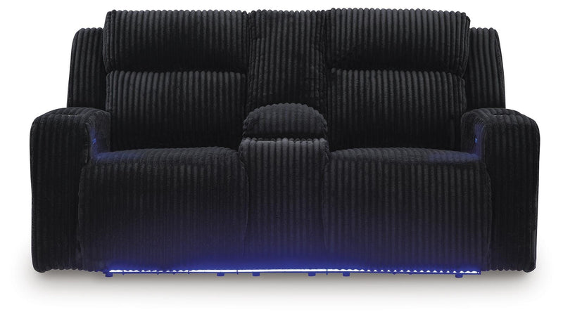 Belvarrow Black Power Reclining Sofa and Loveseat - PC64202U1