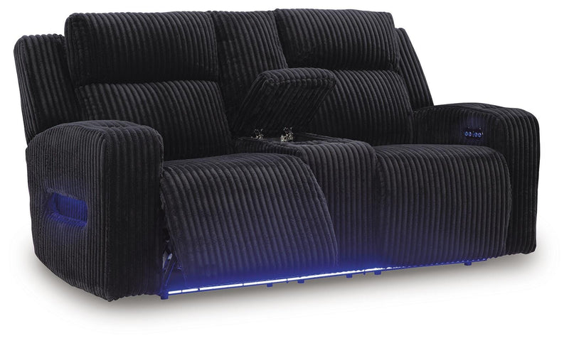 Belvarrow Black Power Reclining Sofa and Loveseat - PC64202U1